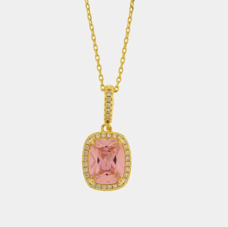 Collana in Metallo quadrato rosa - BYSIMON gioielli