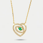 Collana in Metallo cuore intrecciato con punto luce verde - BYSIMON gioielli