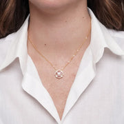 Collana in Metallo fiore zirconato rosa