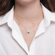 Collana in Metallo fiore zirconato blu