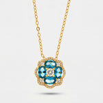 Collana in Metallo fiore zirconato blu - BYSIMON gioielli