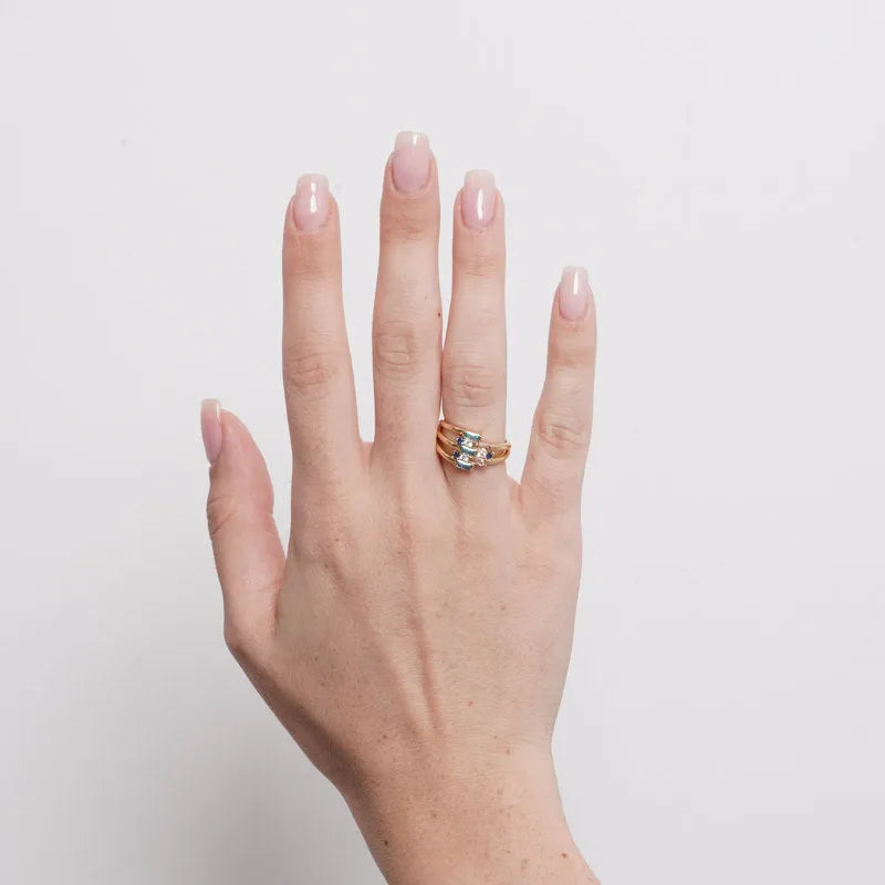 Anello in Metallo zirconi blu