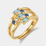 Anello in Metallo zirconi blu - BYSIMON gioielli