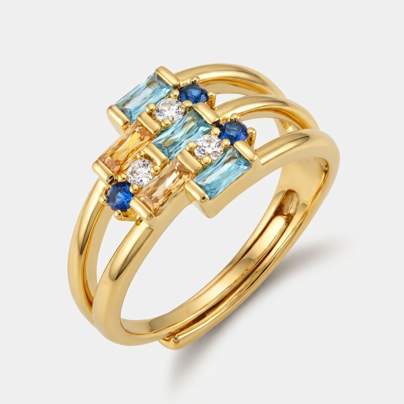 Anello in Metallo zirconi blu - BYSIMON gioielli