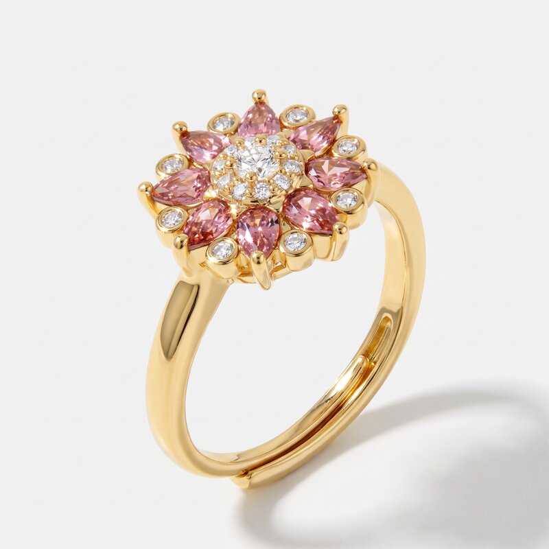 Anello in Metallo fiore zirconato - BYSIMON gioielli