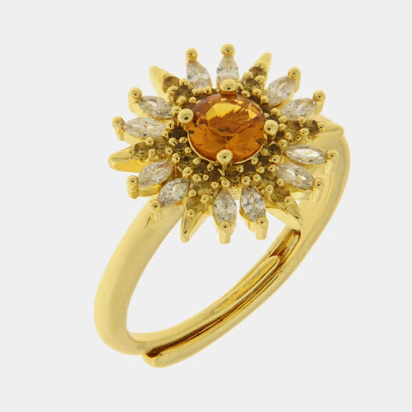 Anello in Metallo fiore zirconato - BYSIMON gioielli