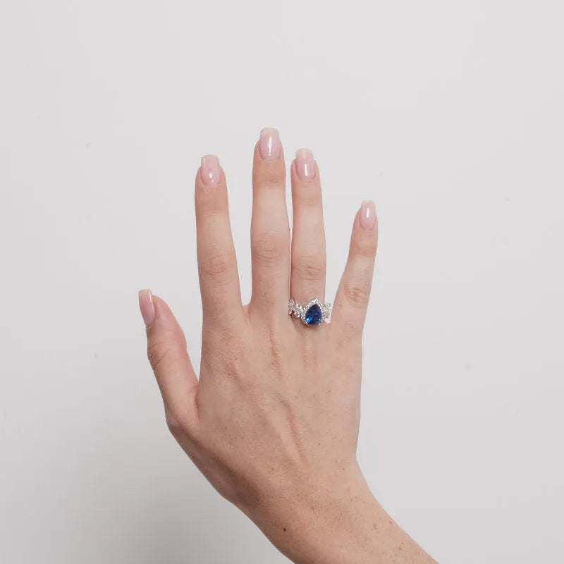 Anello in Metallo goccia blu