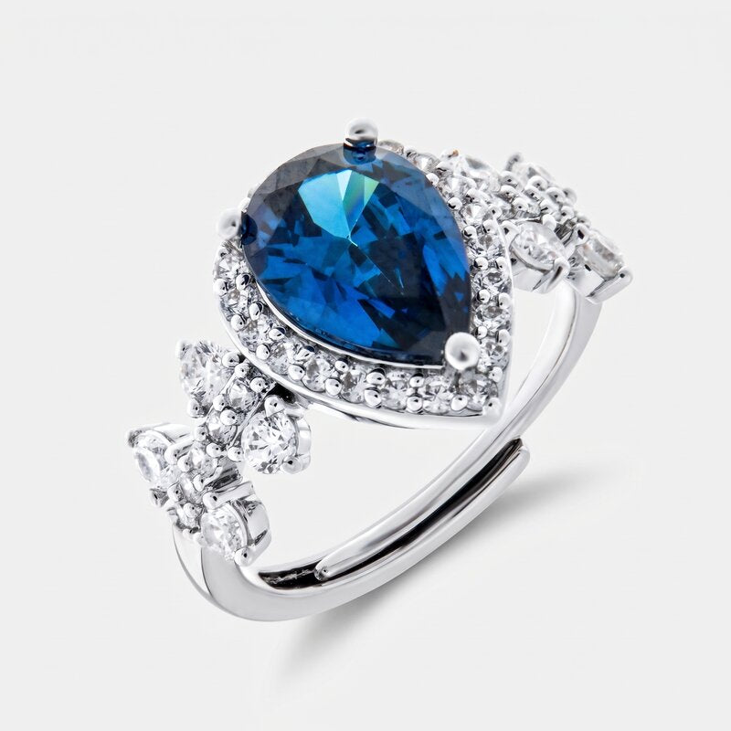 Anello in Metallo goccia blu - BYSIMON gioielli