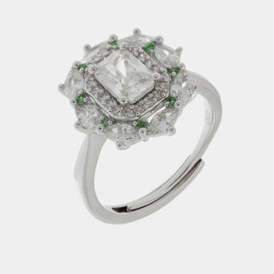 Square Zircon Metal Ring