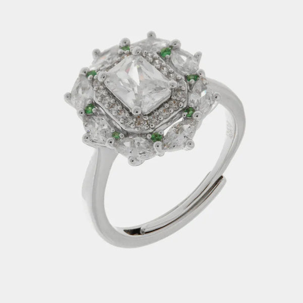 Anello in Metallo quadrato zirconato - BYSIMON gioielli