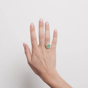 Anello in Metallo fiore verde zirconato