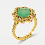 Anello in Metallo fiore verde zirconato - BYSIMON gioielli