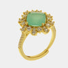 Anello in Metallo fiore verde zirconato