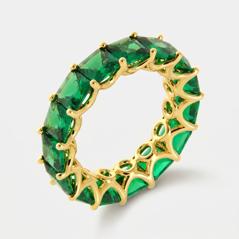 Anello in Metallo pavè verde - BYSIMON gioielli