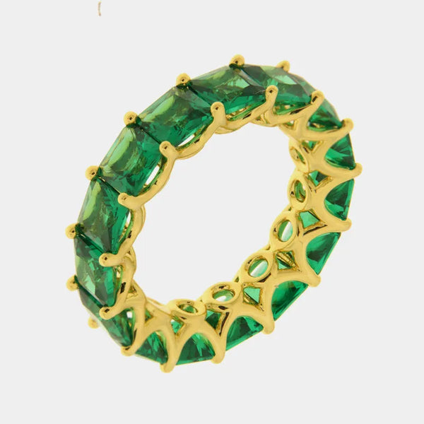 Anello in Metallo pavè verde - BYSIMON gioielli