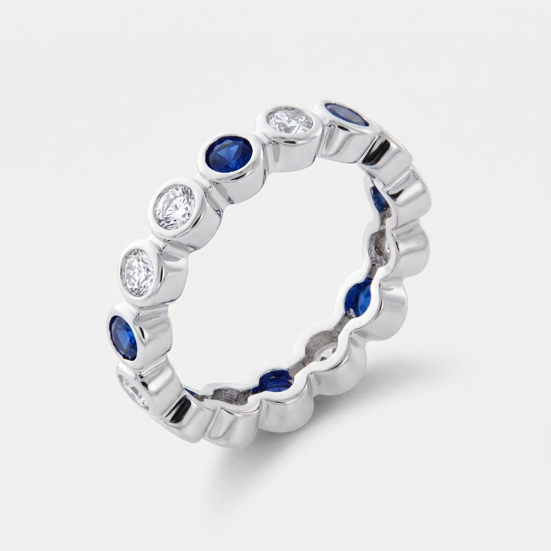 Anello in Metallo giro di zirconi blu - BYSIMON gioielli