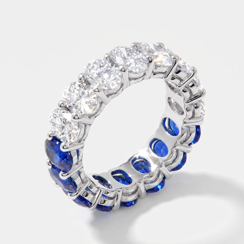 Anello in Metallo pavè blu - BYSIMON gioielli