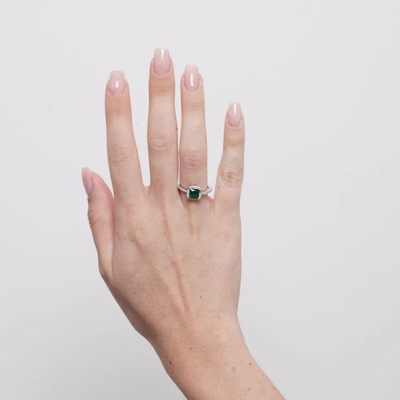 Anello in Metallo quadrato verde