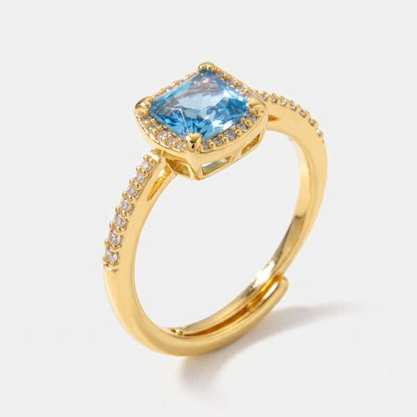 Anello in Metallo quadrato azzurro - BYSIMON gioielli