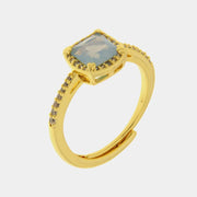 Anello in Metallo quadrato azzurro