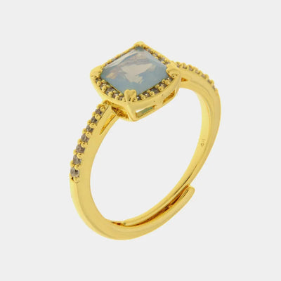Anello in Metallo quadrato azzurro