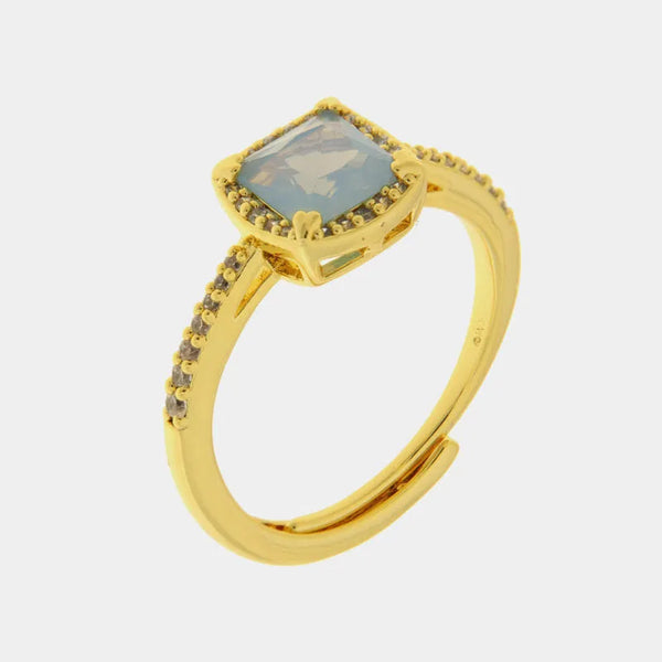 Anello in Metallo quadrato azzurro - BYSIMON gioielli