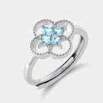Anello in Metallo fiore zirconato azzurro - BYSIMON gioielli