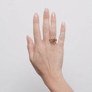 Anello in Metallo fiore zirconato blu