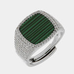 Anello in Metallo chevalier quadrato verde - BYSIMON gioielli