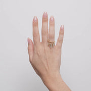 Anello in Metallo pendenti lisci e zirconati verdi