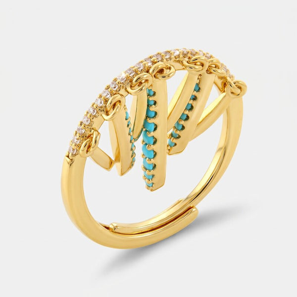 Anello in Metallo pendenti lisci e zirconati verdi - BYSIMON gioielli