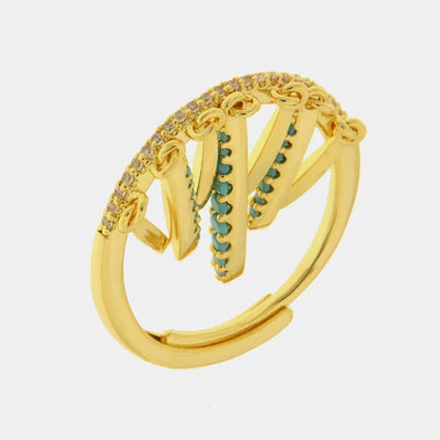 Anello in Metallo pendenti lisci e zirconati verdi