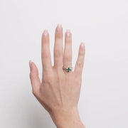 Anello in Metallo fiore zirconato verde