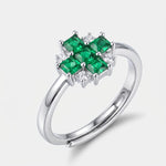 Anello in Metallo fiore zirconato verde - BYSIMON gioielli
