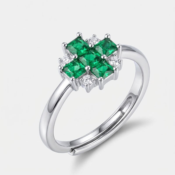 Anello in Metallo fiore zirconato verde - BYSIMON gioielli