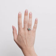 Anello in Metallo fiore zirconato verde