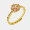 Anello in Metallo fiore zirconato rosa