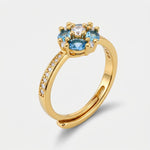 Anello in Metallo fiore zirconato azzurro - BYSIMON gioielli