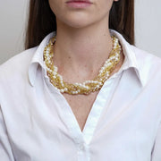 Collana in Metallo perline e cristalli intrecciati