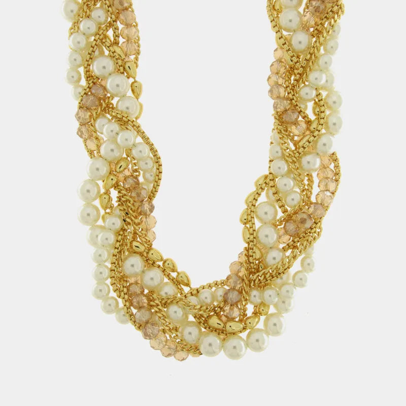 Collana in Metallo perline e cristalli intrecciati