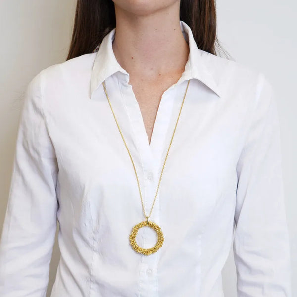 Collana in Metallo cerchio con perline intrecciate - BYSIMON gioielli