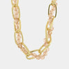 Collana in Metallo con cristalli rosa intrecciati