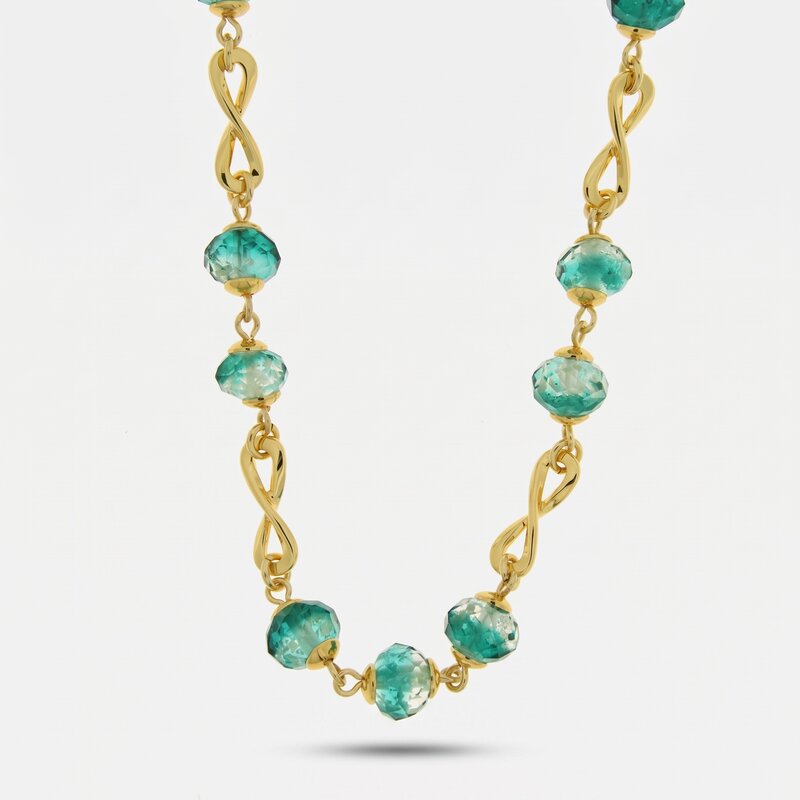 Collana in Metallo con cristalli verdi ispirati all'art glass - BYSIMON gioielli