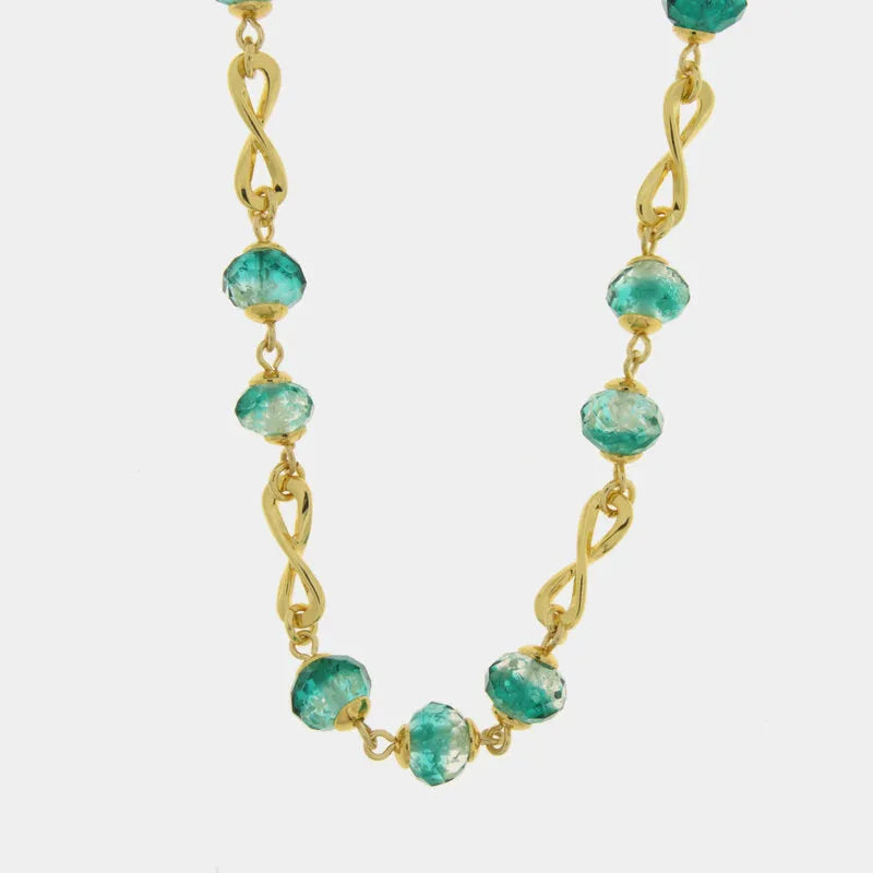 Collana in Metallo con cristalli verdi ispirati al vetro di Murano