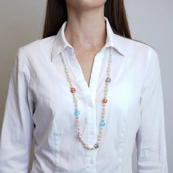 Collana in Metallo con cristalli colorati ispirati all'art glass - BYSIMON gioielli