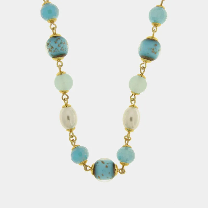 Collana in Metallo con cristalli blu ispirati al vetro di Murano AMOVENEZIA - gioiello BySimon