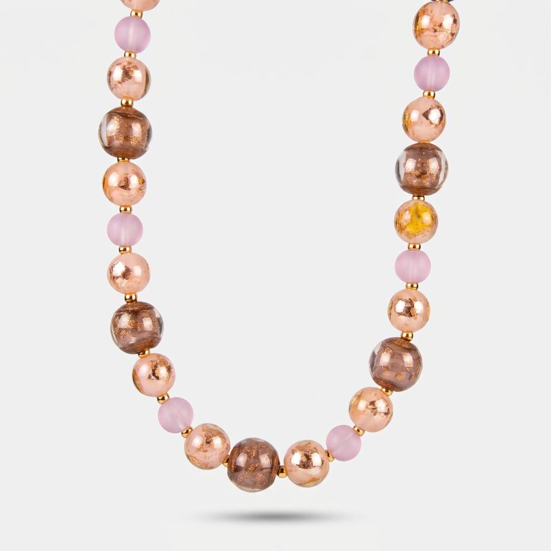 Collana in Metallo con cristalli rosa ispirati all'art glass - BYSIMON gioielli