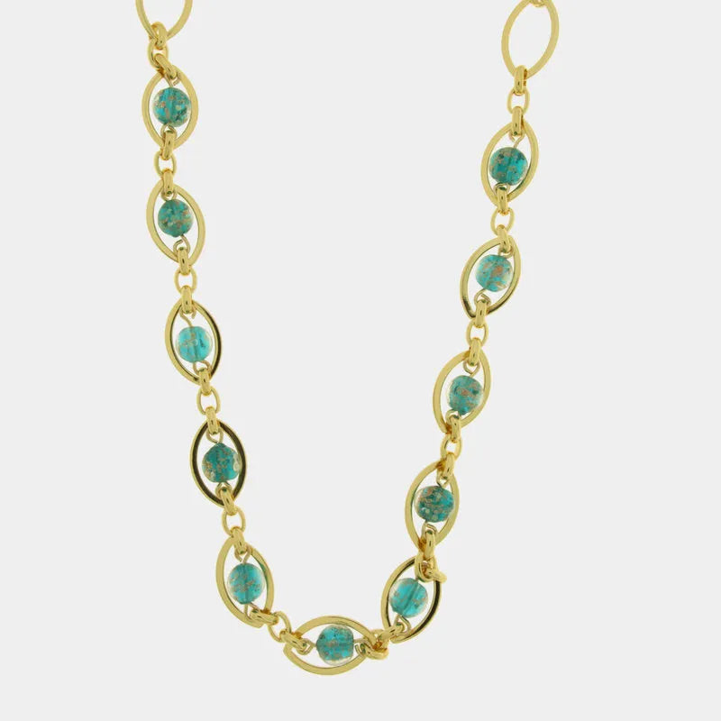 Collana in Metallo con cristalli verdi ispirati al vetro di Murano - BYSIMON gioielli