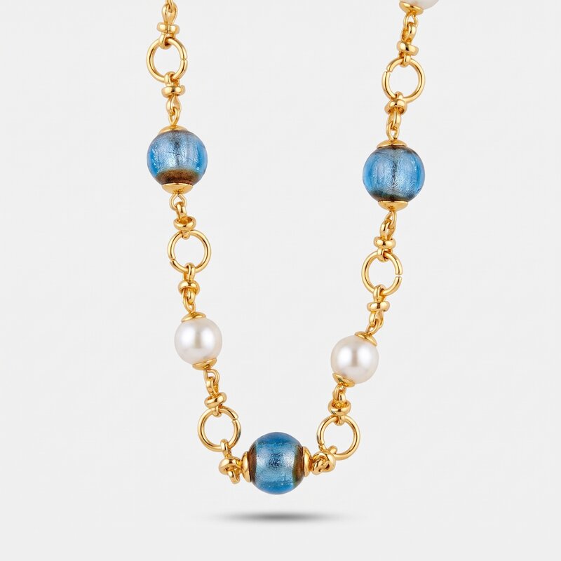 Collana in Metallo con cristalli blu ispirati all'art glass - BYSIMON gioielli