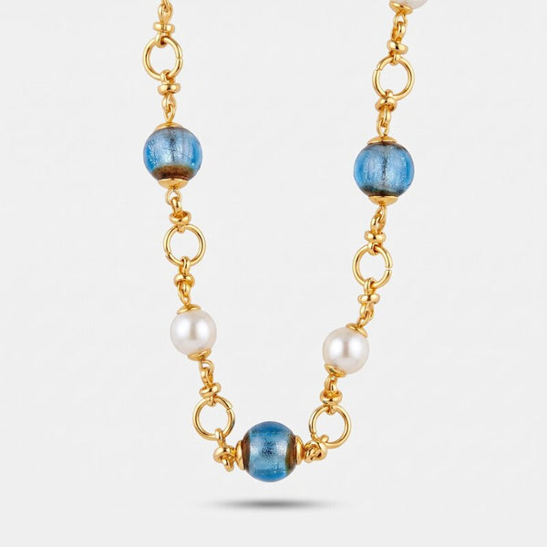 Collana in Metallo con cristalli blu ispirati all'art glass - BYSIMON gioielli